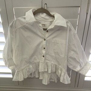 We The Free White Ruffled Blouse